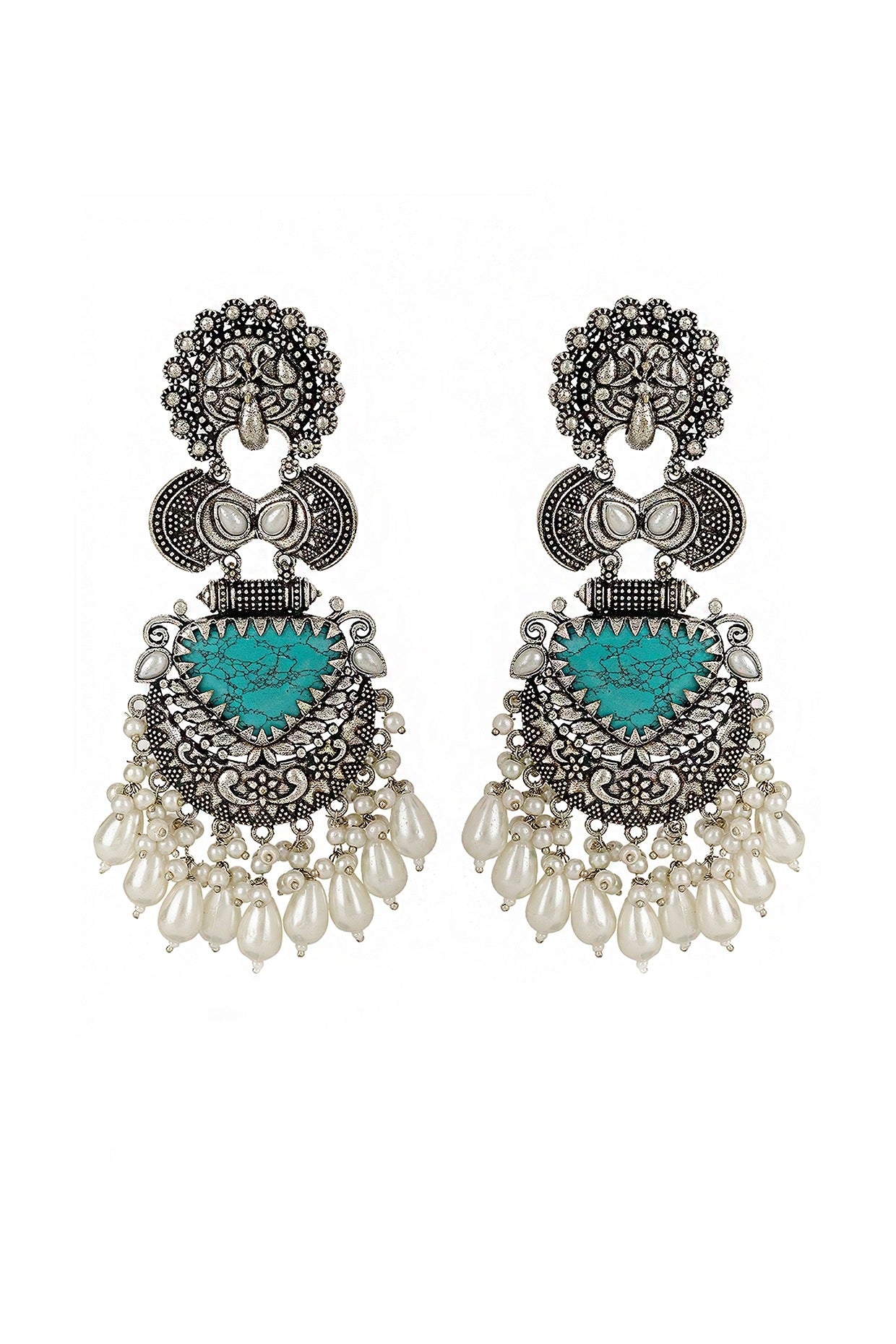 Silver Finish Onyx Dangler Earrings