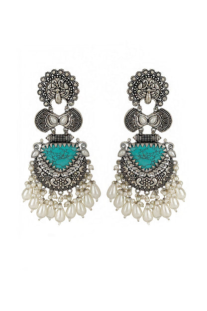 Silver Finish Onyx Dangler Earrings