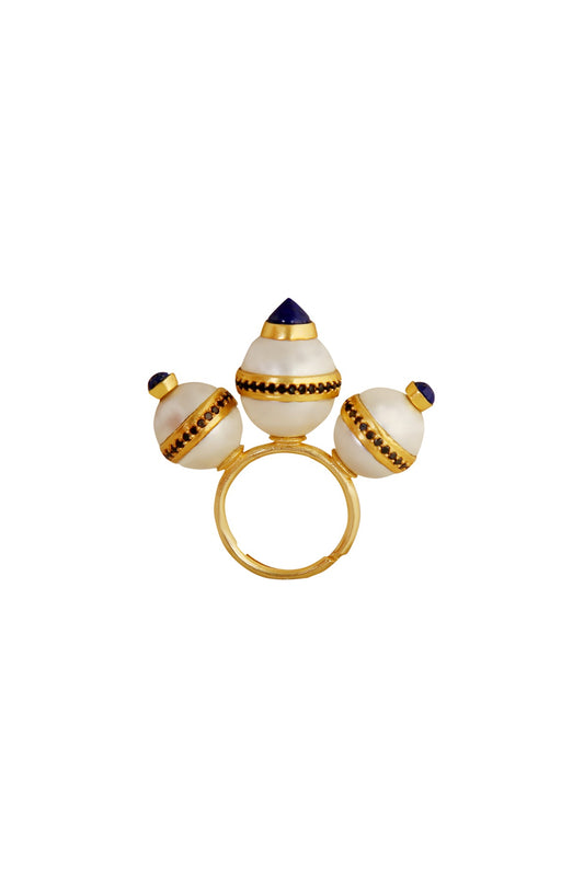 Gold Plated Blue Lapiz Ring