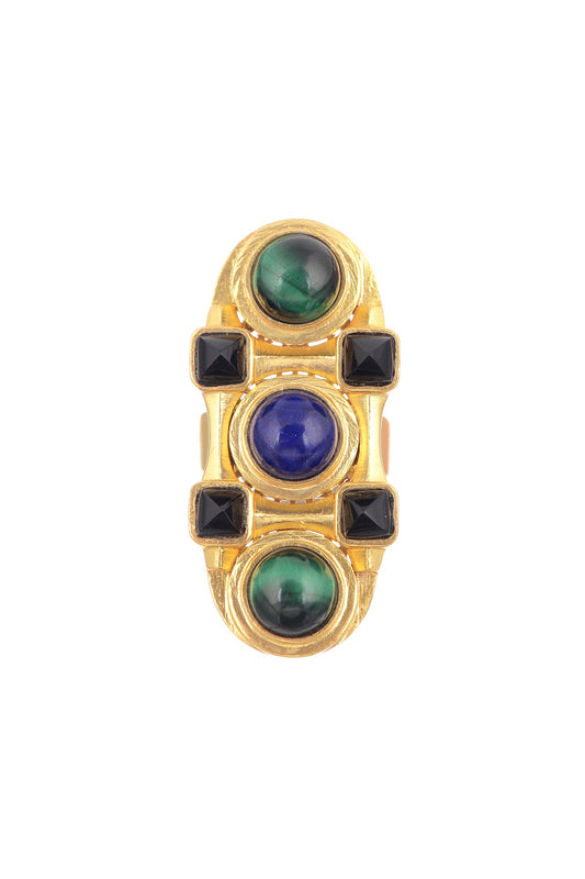 Gold Plated Malachite Ring