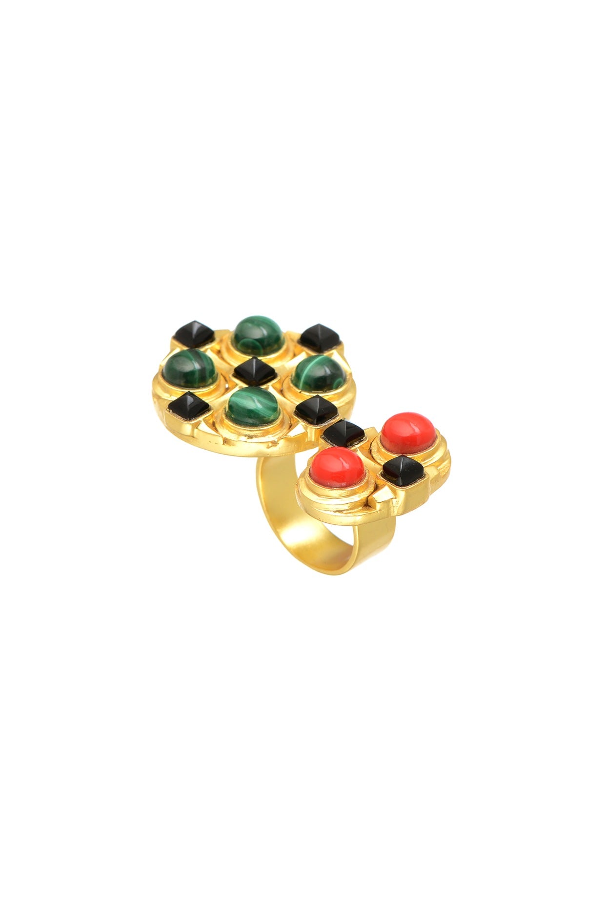 Gold Plated Red Coral Ring