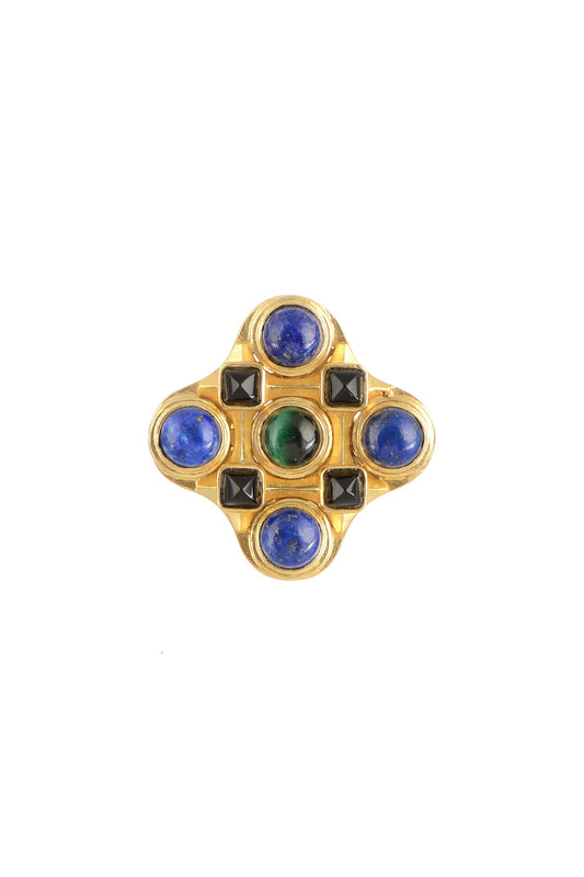 Gold Finish Blue Lapis Ring