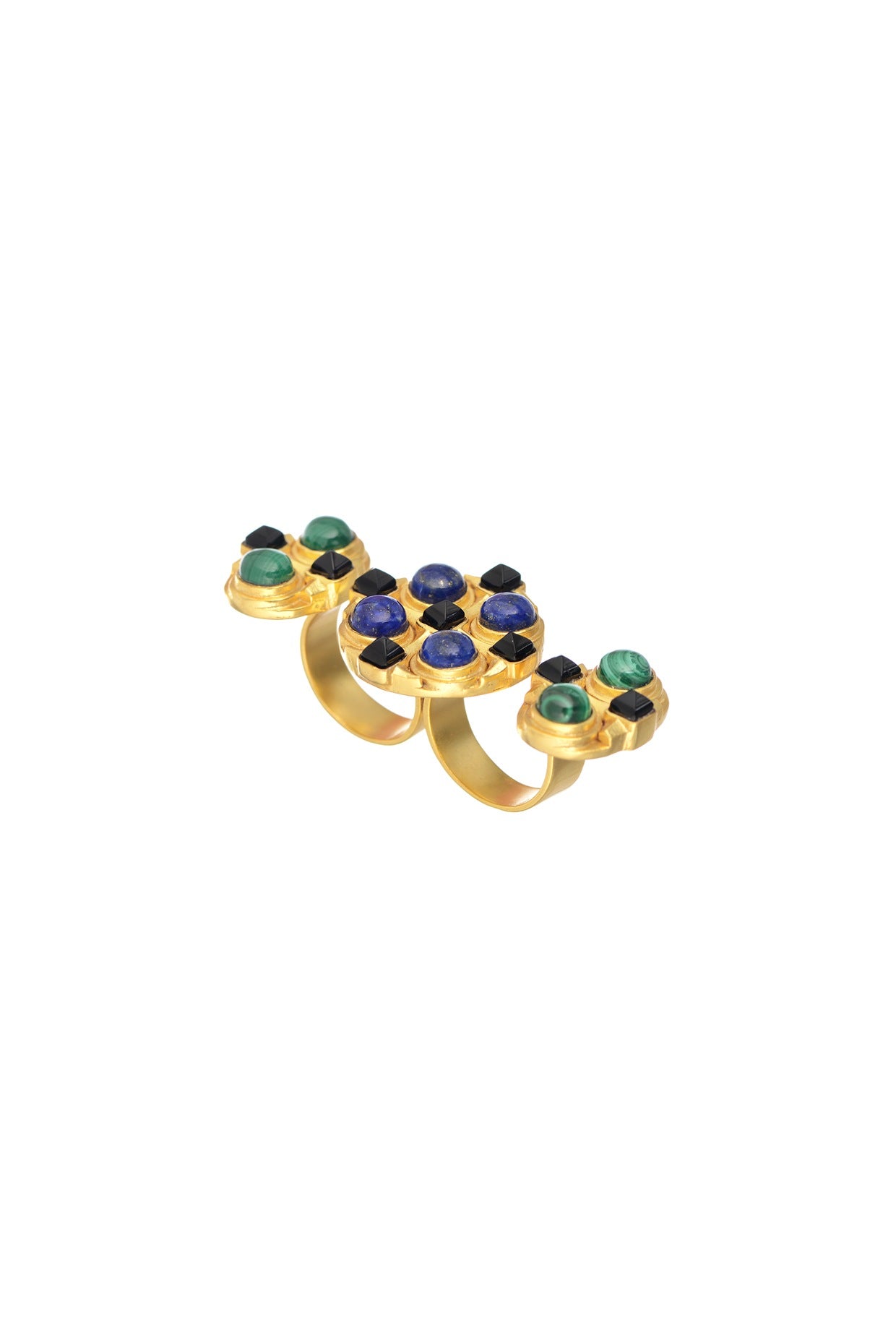 Gold Finish Malachite Ring