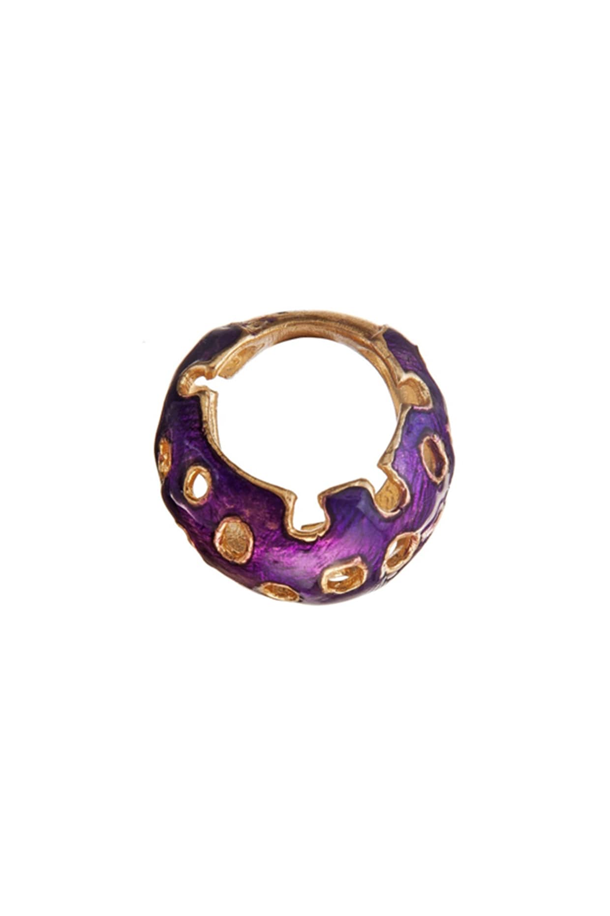 Gold Finish Pink Enameled Ring