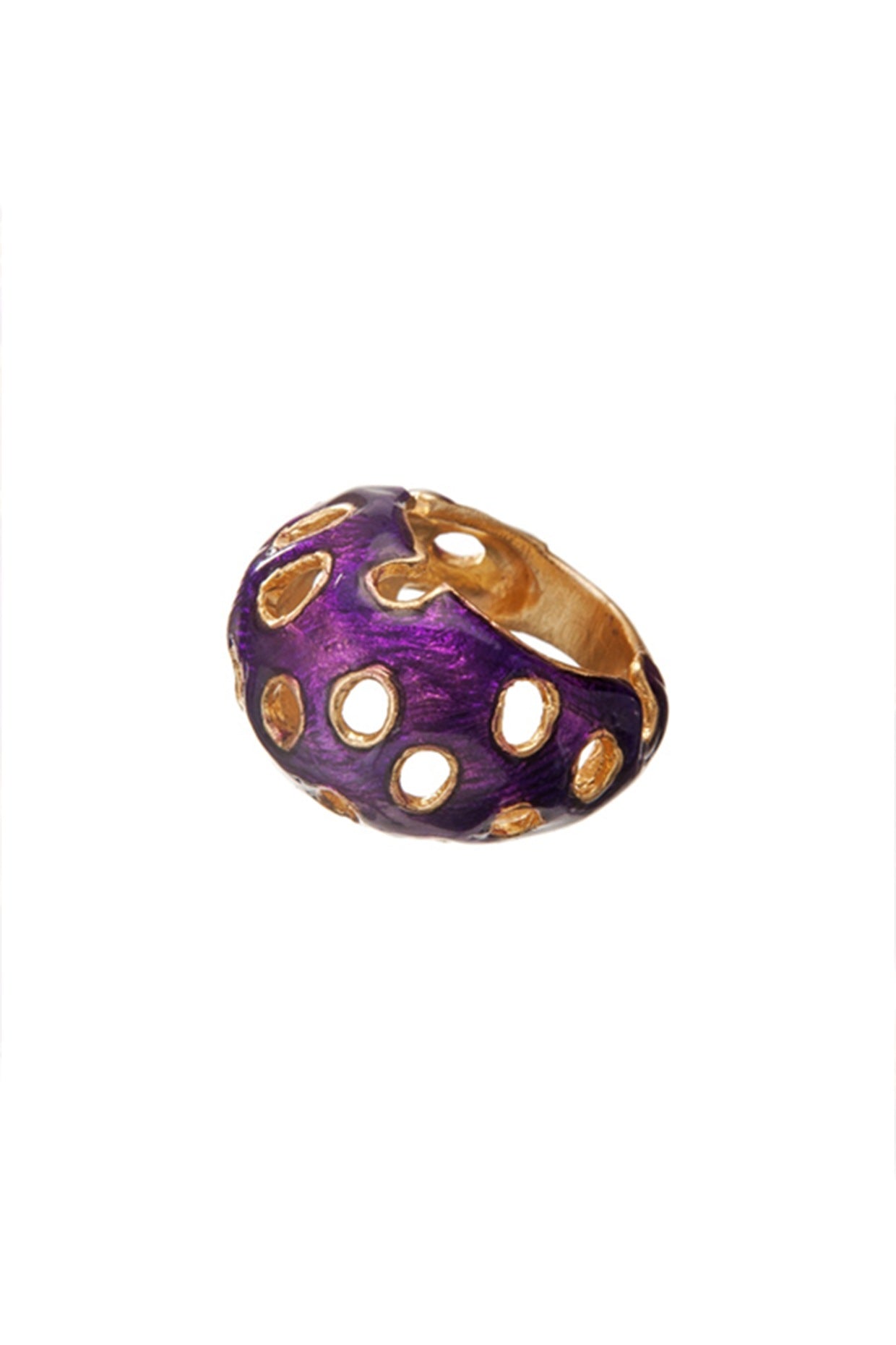 Gold Finish Pink Enameled Ring