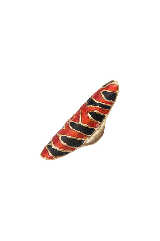 Gold Finish Orange Enameled Ring