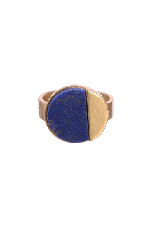 Gold Finish Ring With Blue Lapis