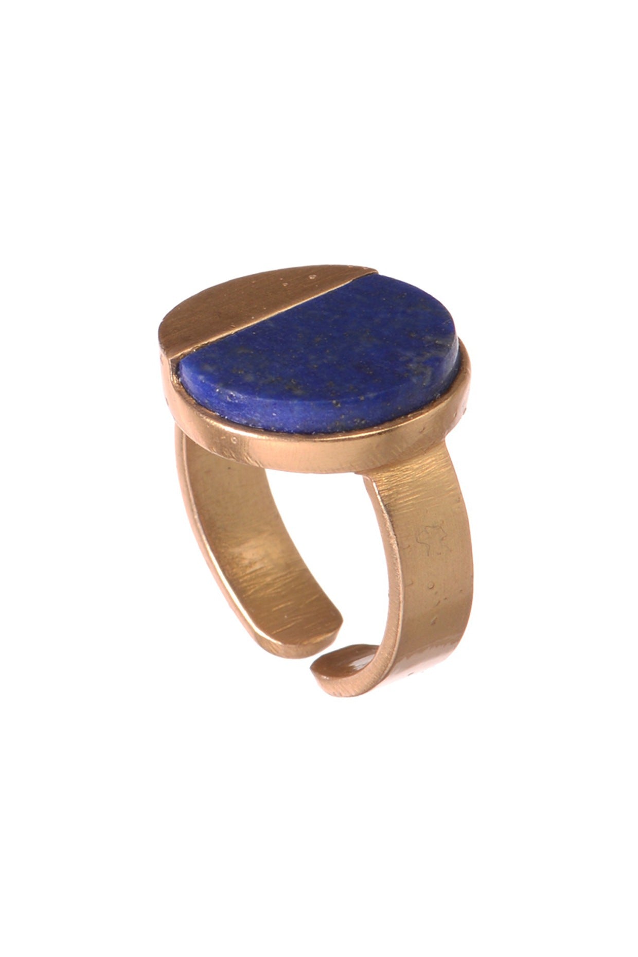 Gold Finish Ring With Blue Lapis