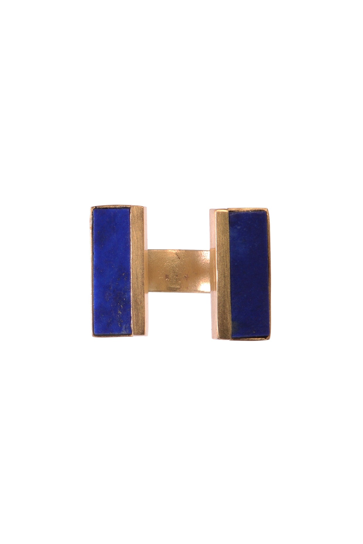 Gold Finish Ring With Lapis