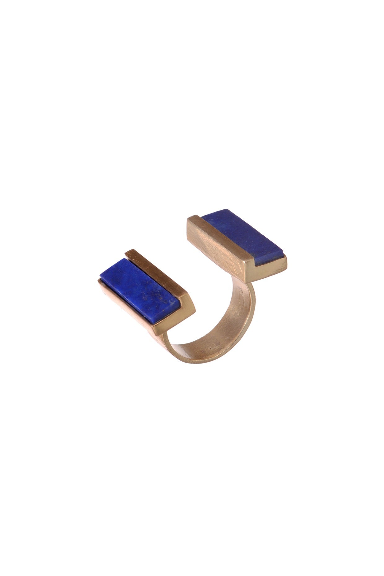 Gold Finish Ring With Lapis