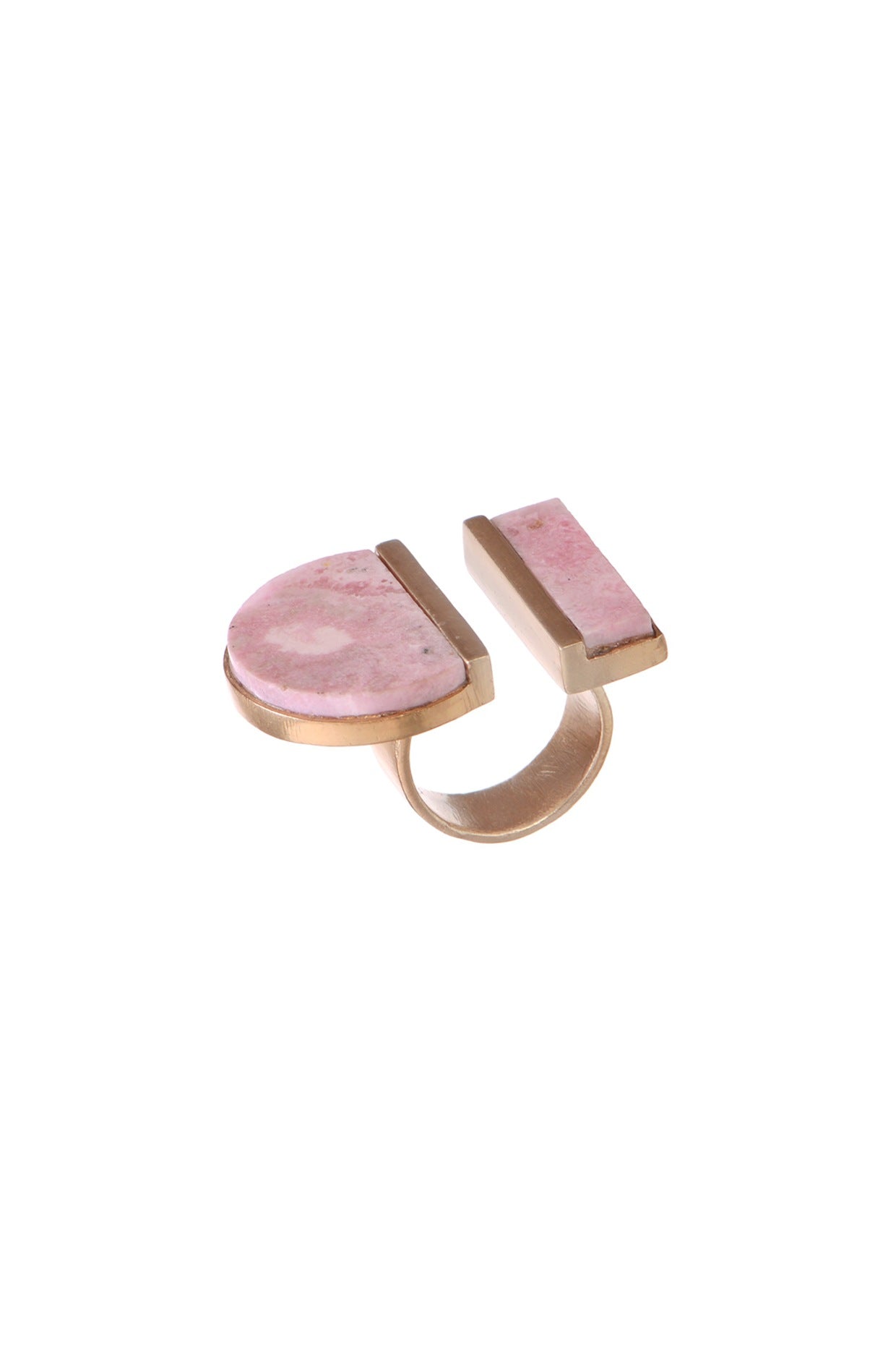 Gold Finish Ring With Rhodochrosite Garnet