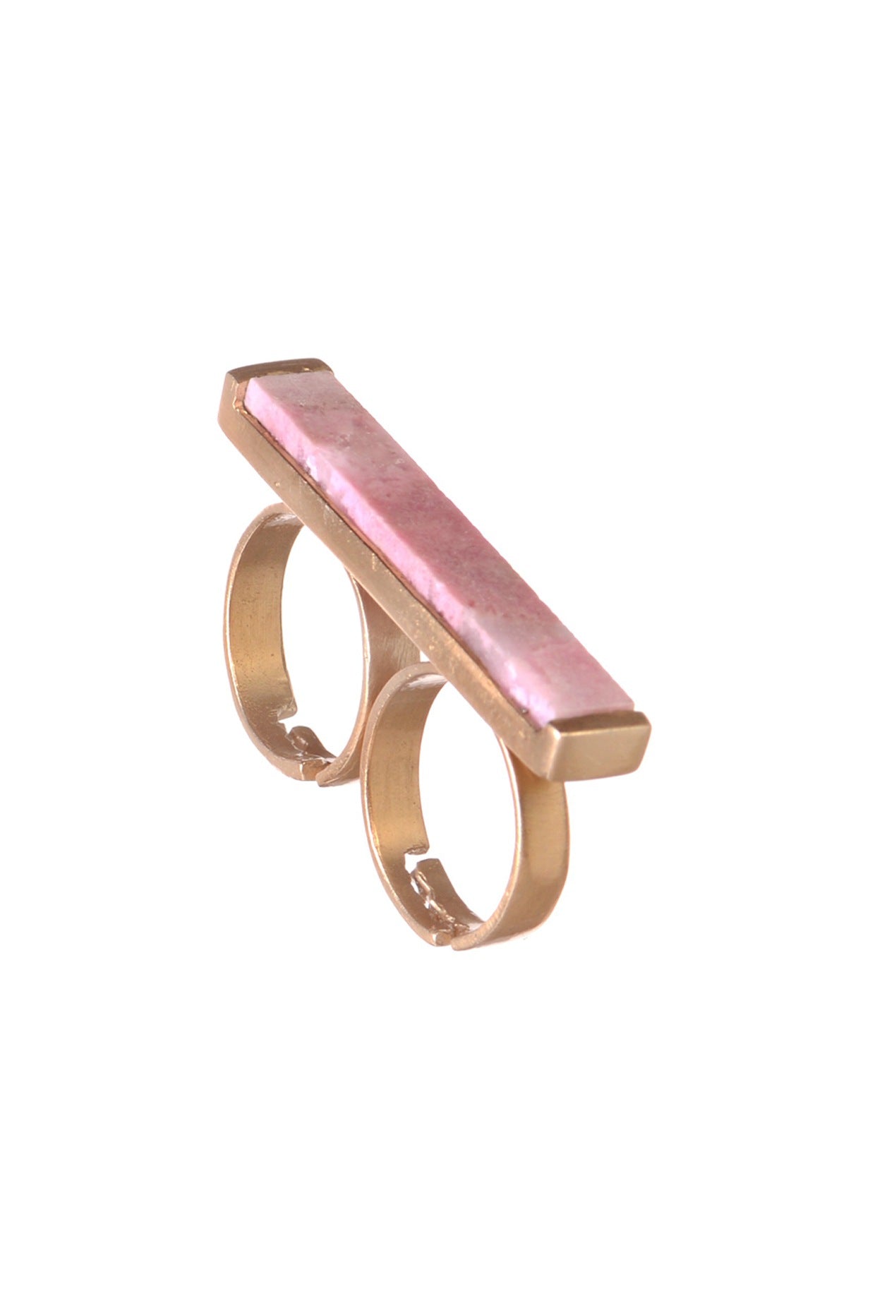 Gold Finish Ring With Rhodochrosite