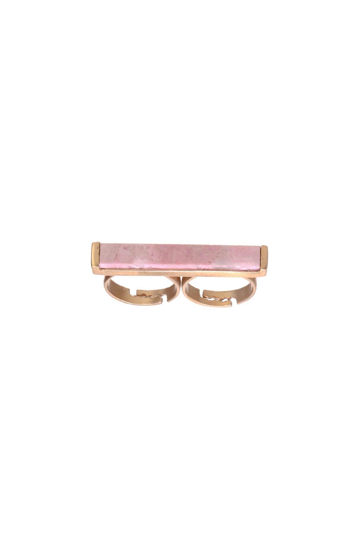 Gold Finish Ring With Rhodochrosite