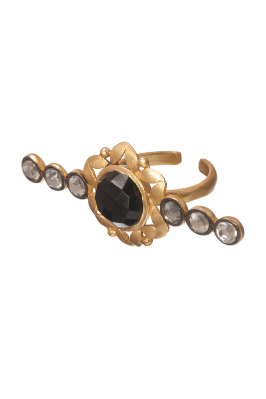 Gold Finish Black Onyx Ring