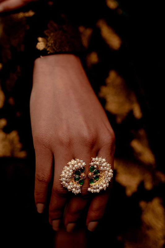 Gold Plated Pearl Beaded Ring