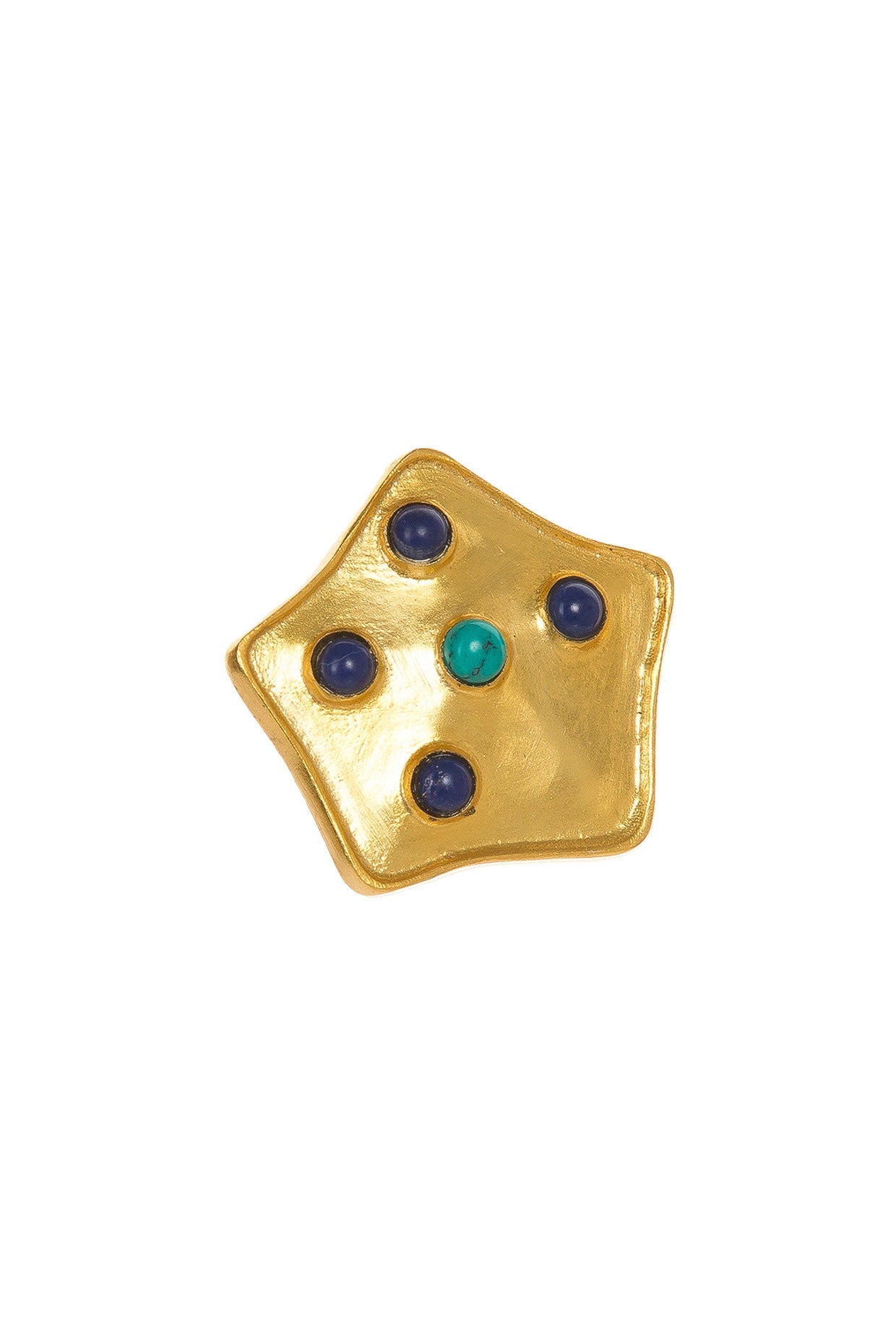 Gold Plated Lapis Lazuli Motifs Ring