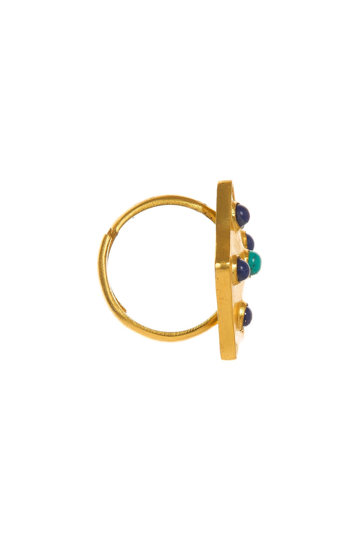 Gold Plated Lapis Lazuli Motifs Ring