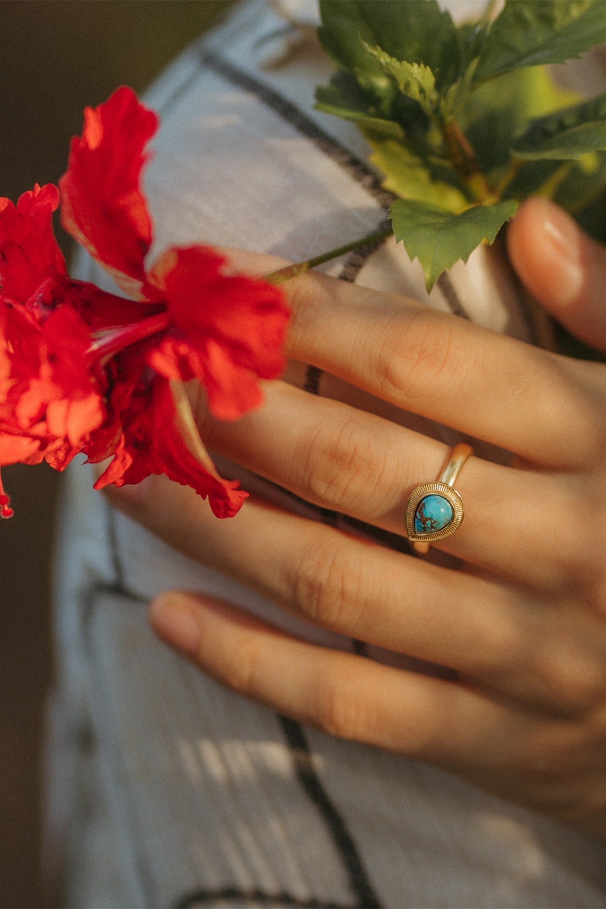 Gold Plated Multi Stone Adjustable Ring with 7 Interchangeable Stones