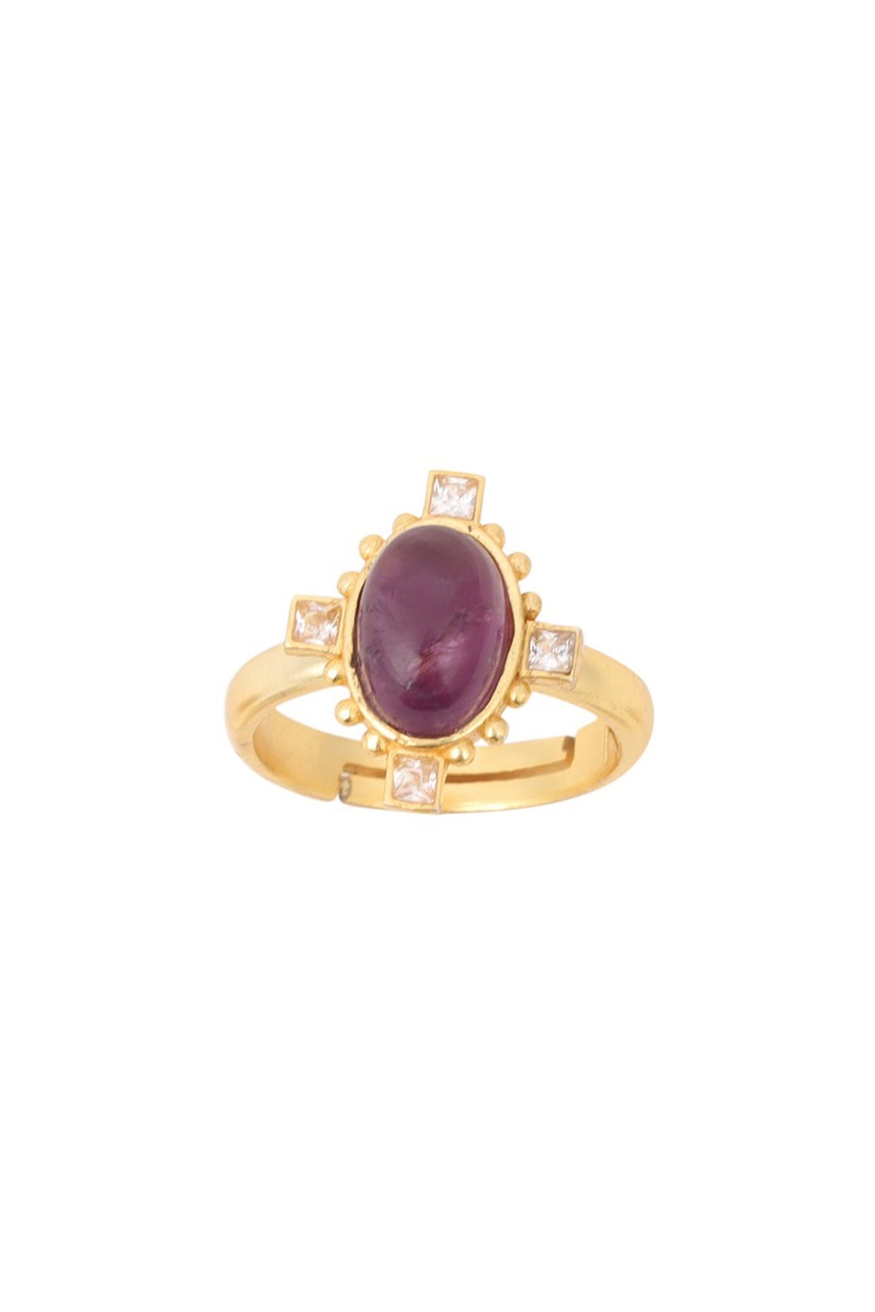 Gold Plated Multi Stone Adjustable Ring with 7 Interchangeable Stones