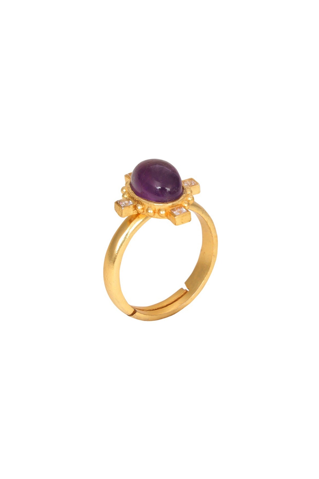 Gold Plated Multi Stone Adjustable Ring with 7 Interchangeable Stones