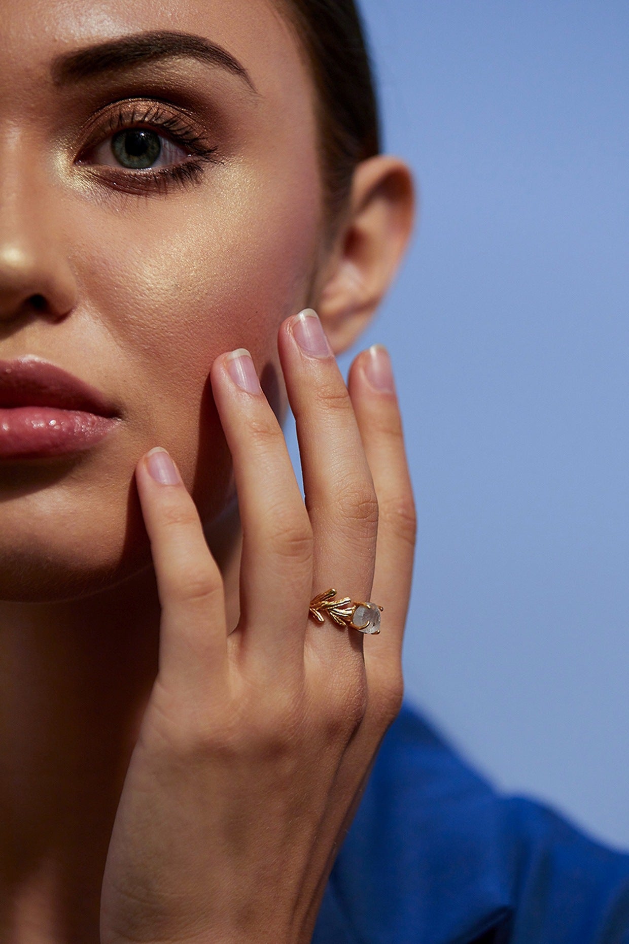 Gold Plated Green Amethyst Ring