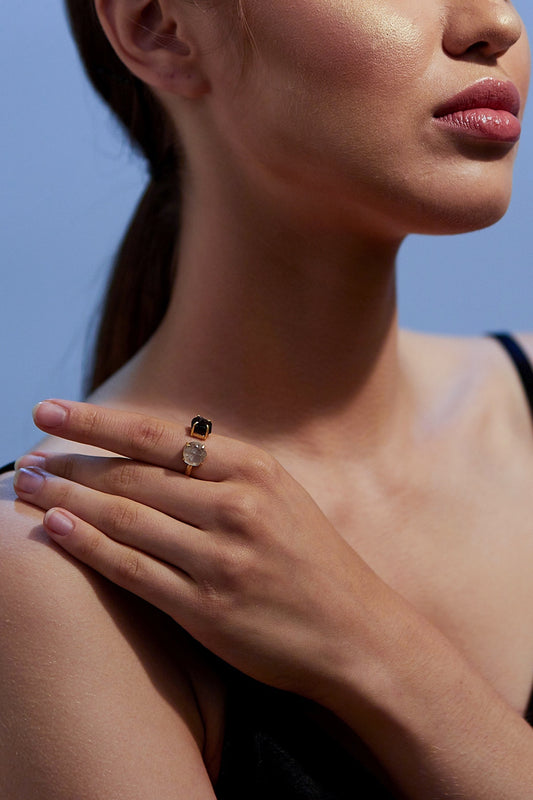 Gold Plated Smoky Topaz Ring