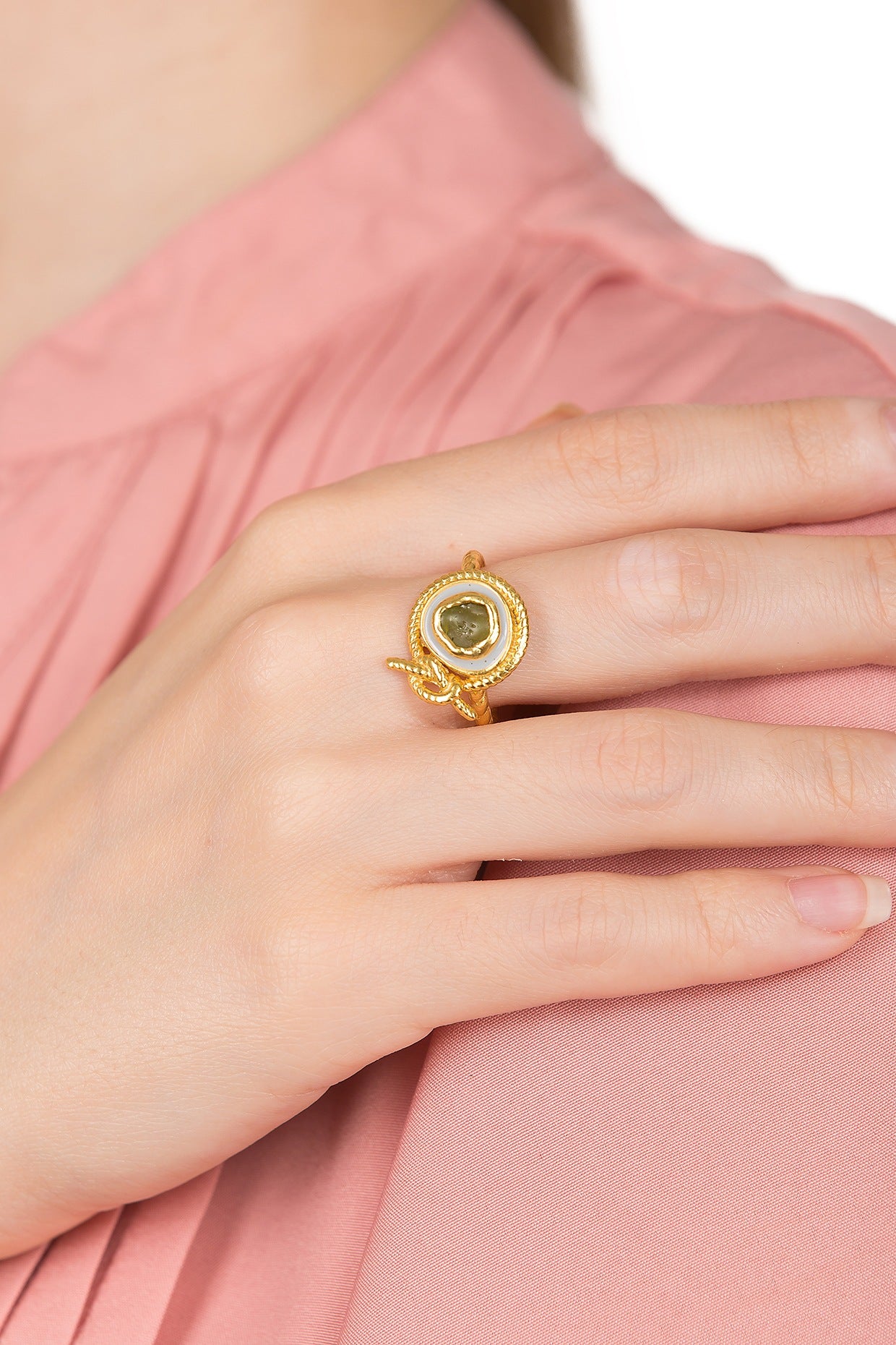 Gold Plated Yellow Peridot Ring