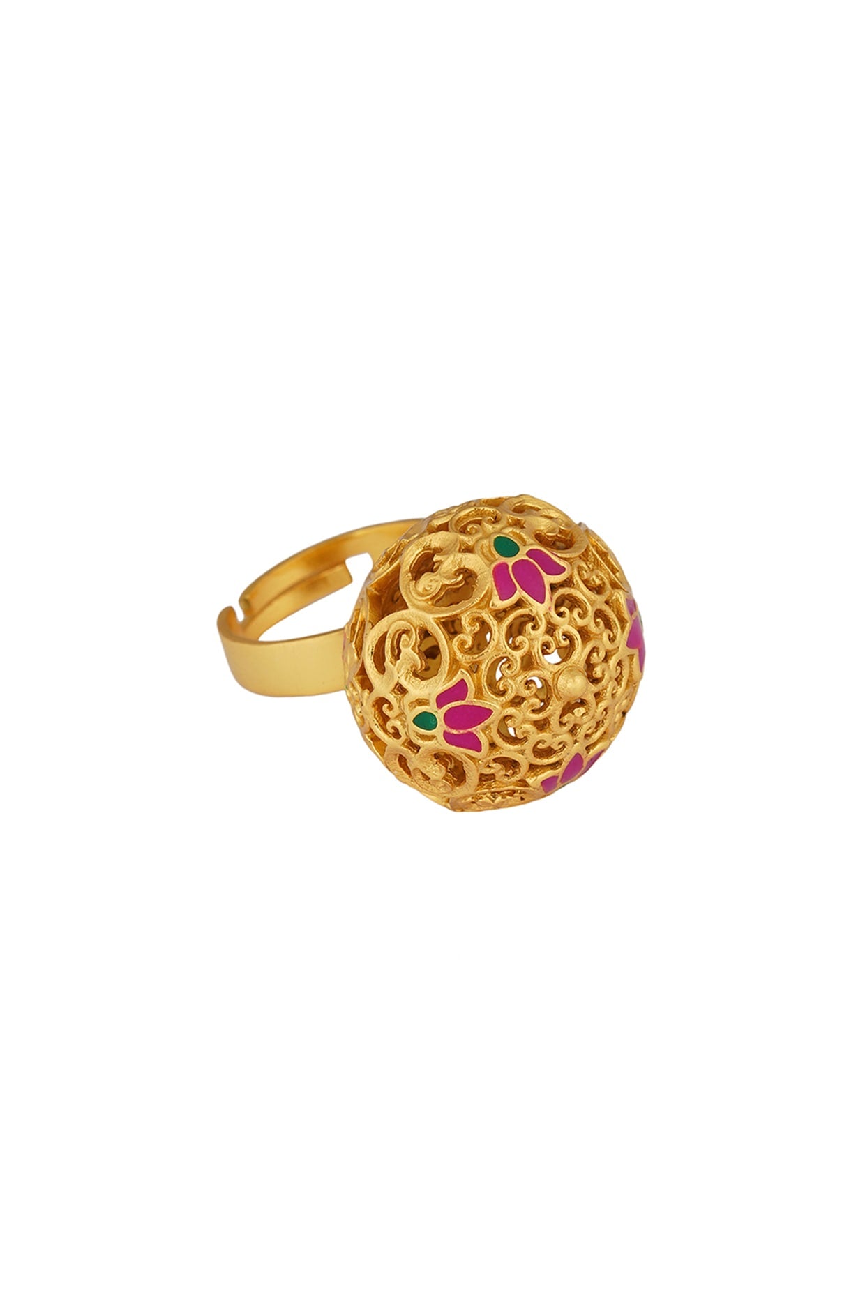 Gold Plated Pearl & Enamel Dome Ring