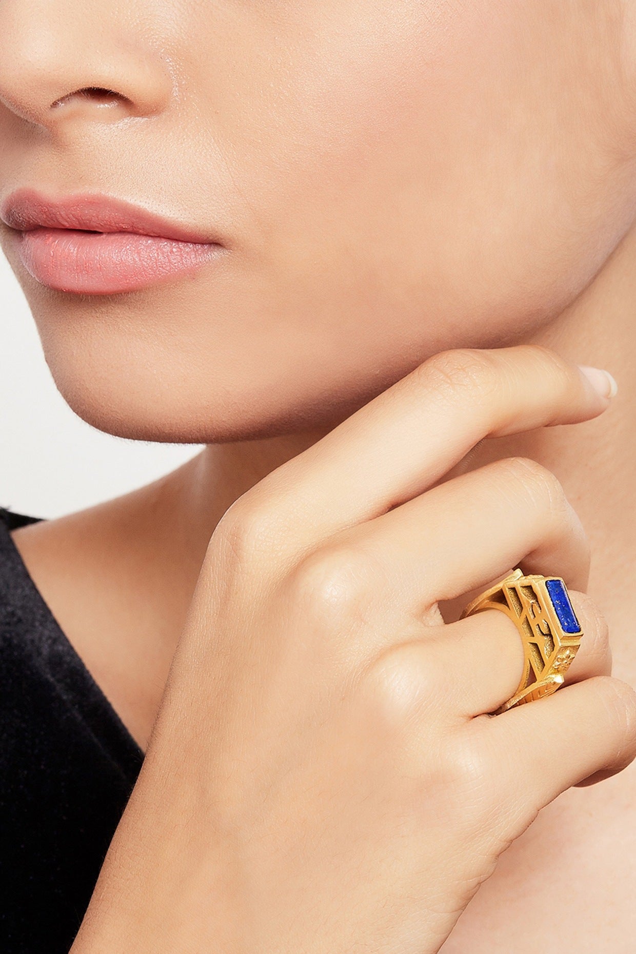 Gold Plated Blue Lapis Ring