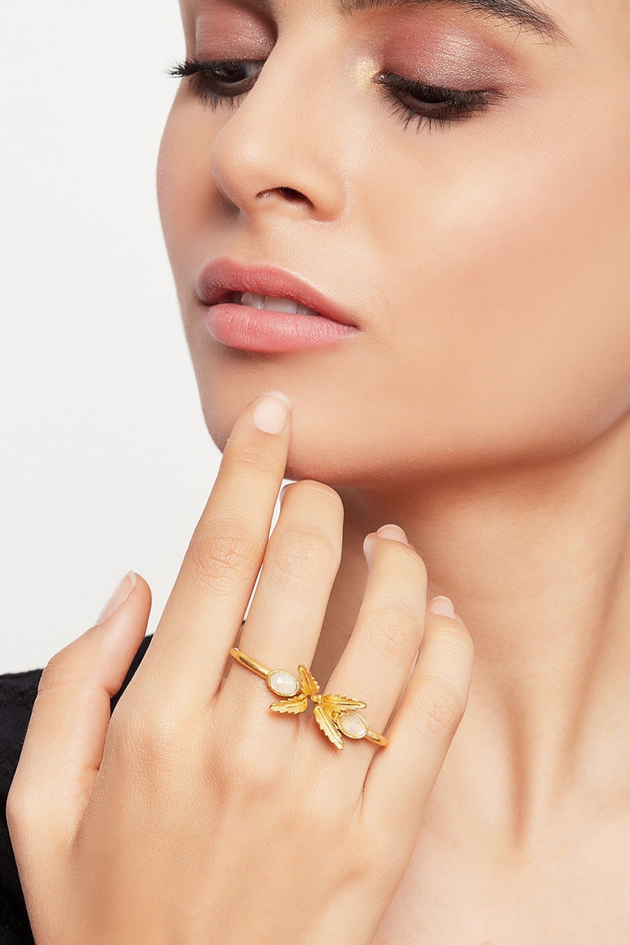 Gold Plated Ring With Moon Stone