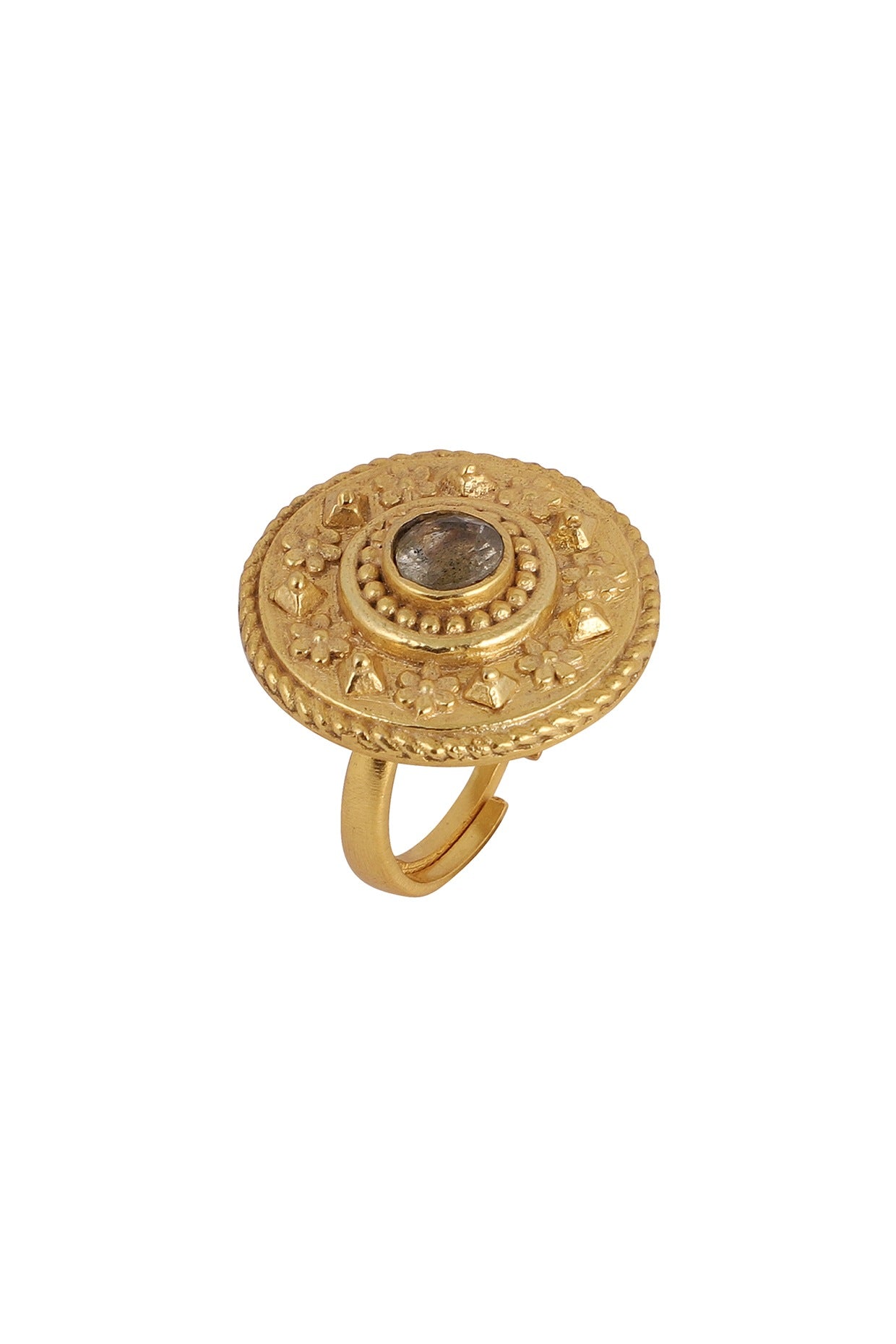 Gold Plated Ring With Labradorite