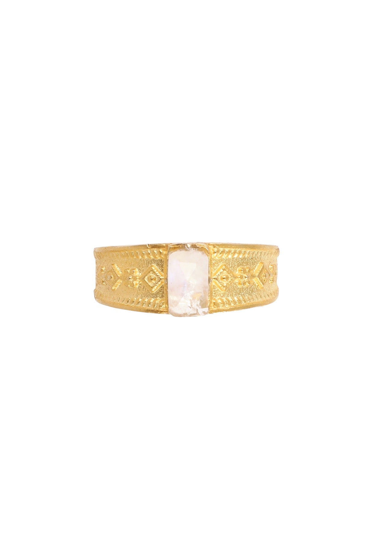 Gold Plated Ring Studded With Moon Stone