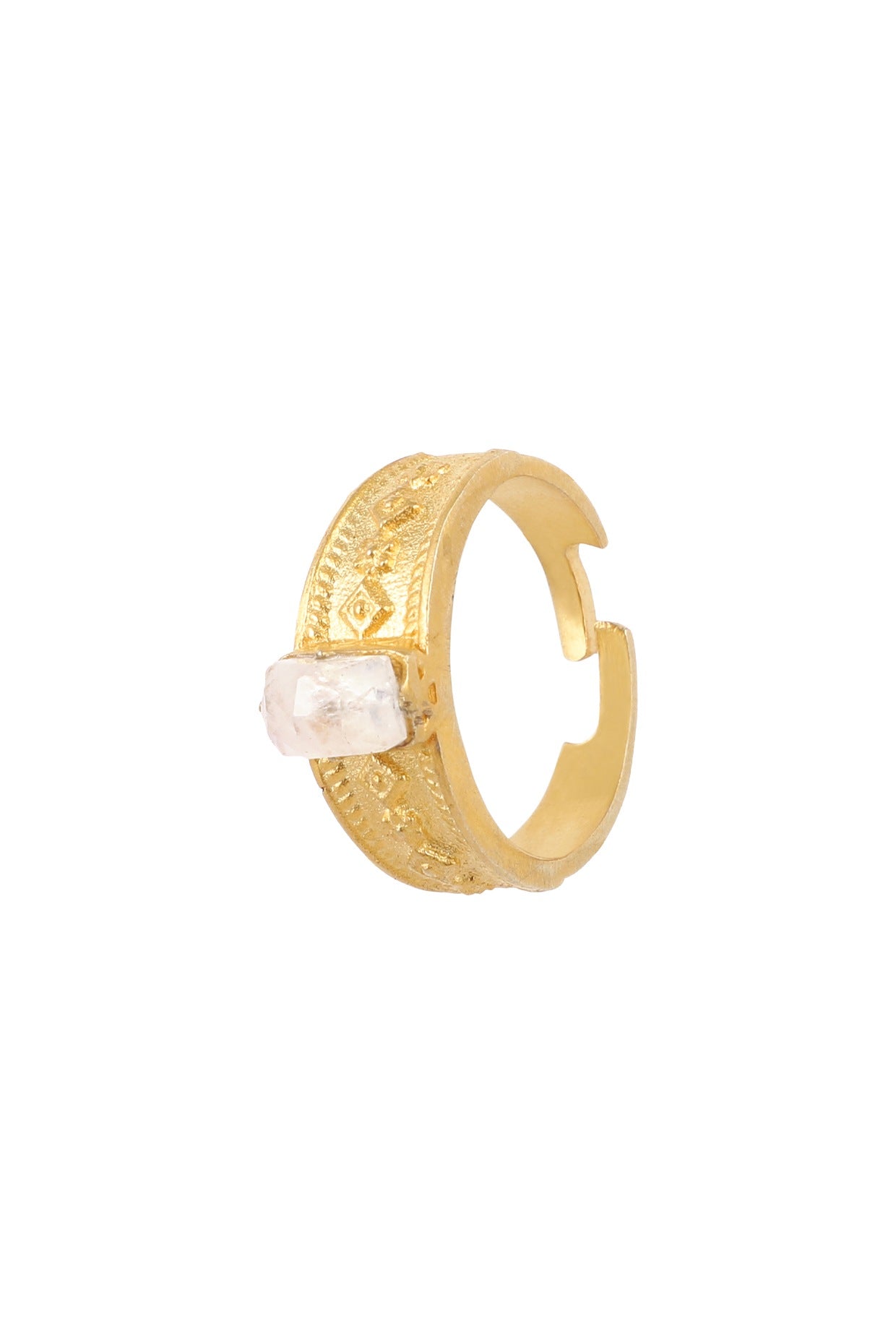 Gold Plated Ring Studded With Moon Stone