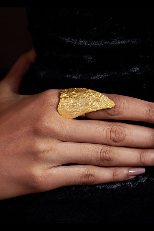 Gold Plated Beaten Ring