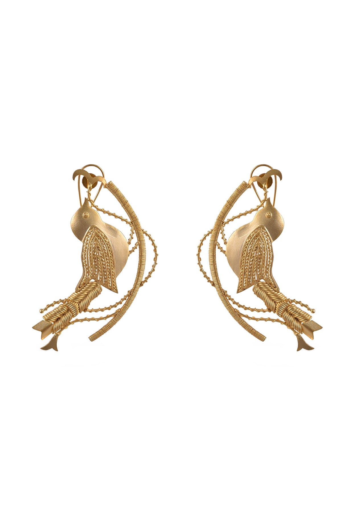 Gold Finish Statement Dangler Earrings