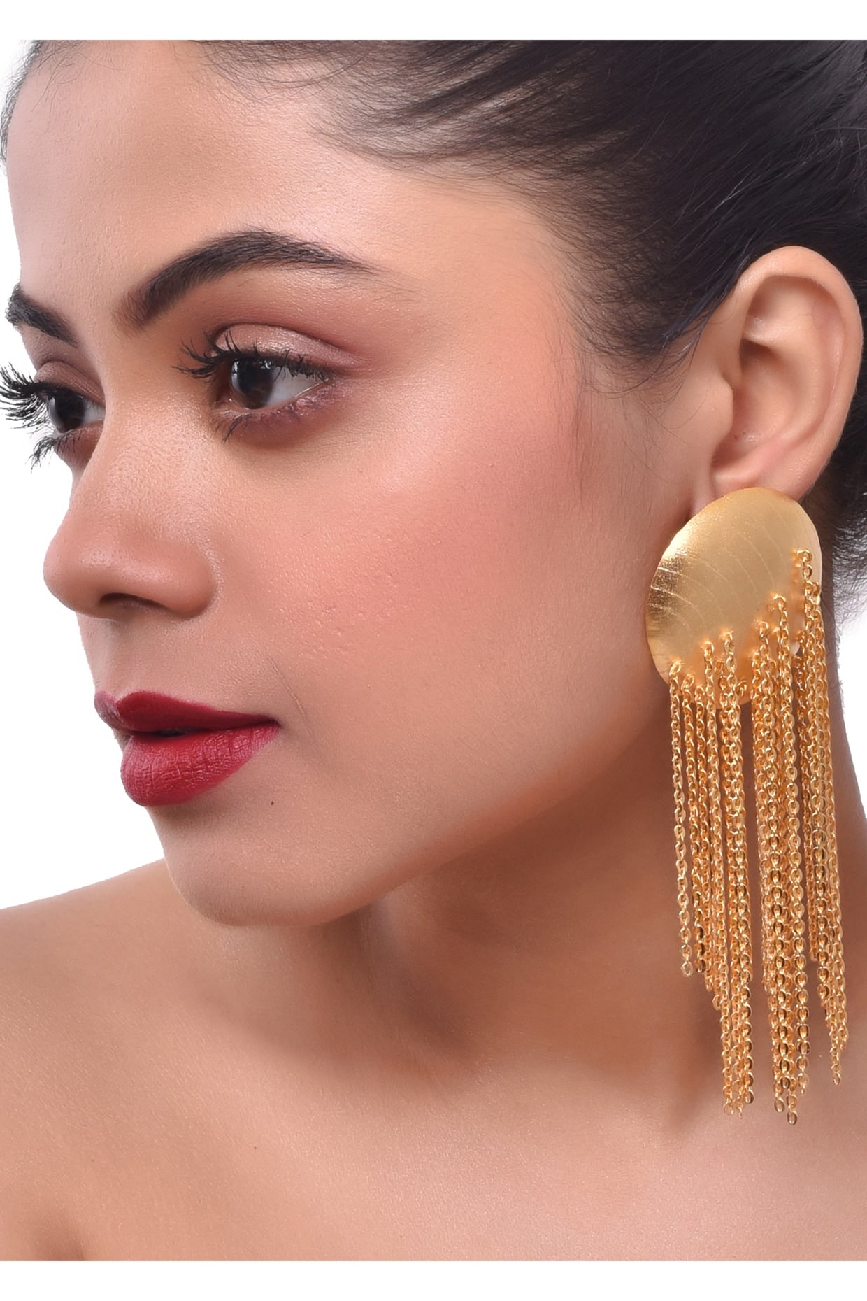 Gold Finish Handcrafted Cocktail Dangler Earrings