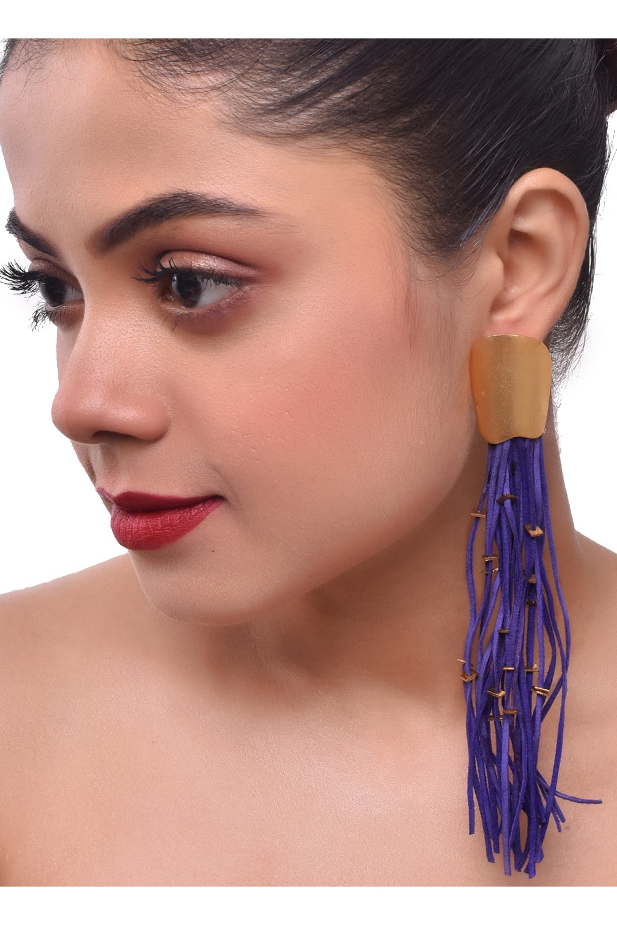 Gold Finish Corded Dangler Earrings