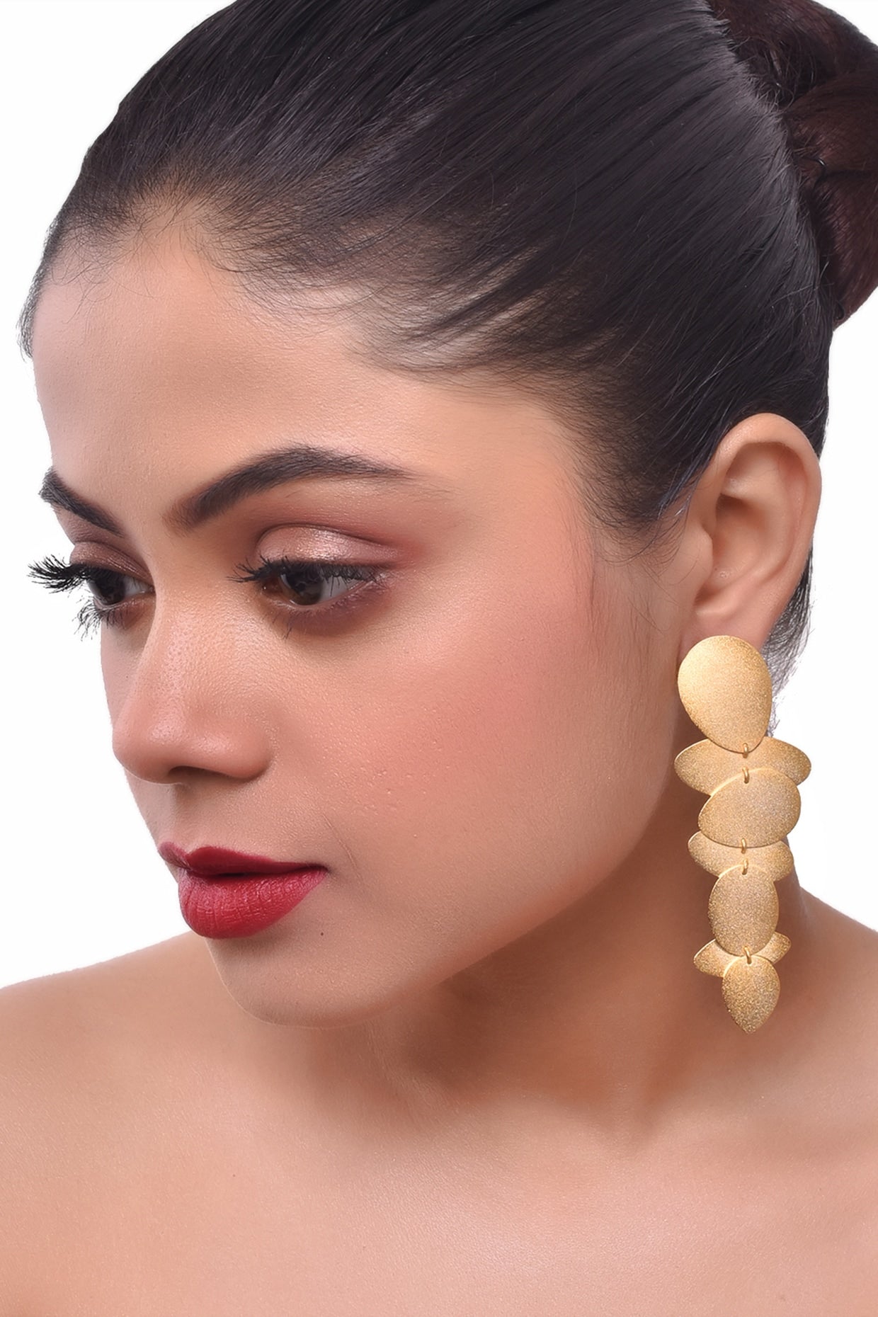 Gold Finish Disc Dangler Earrings