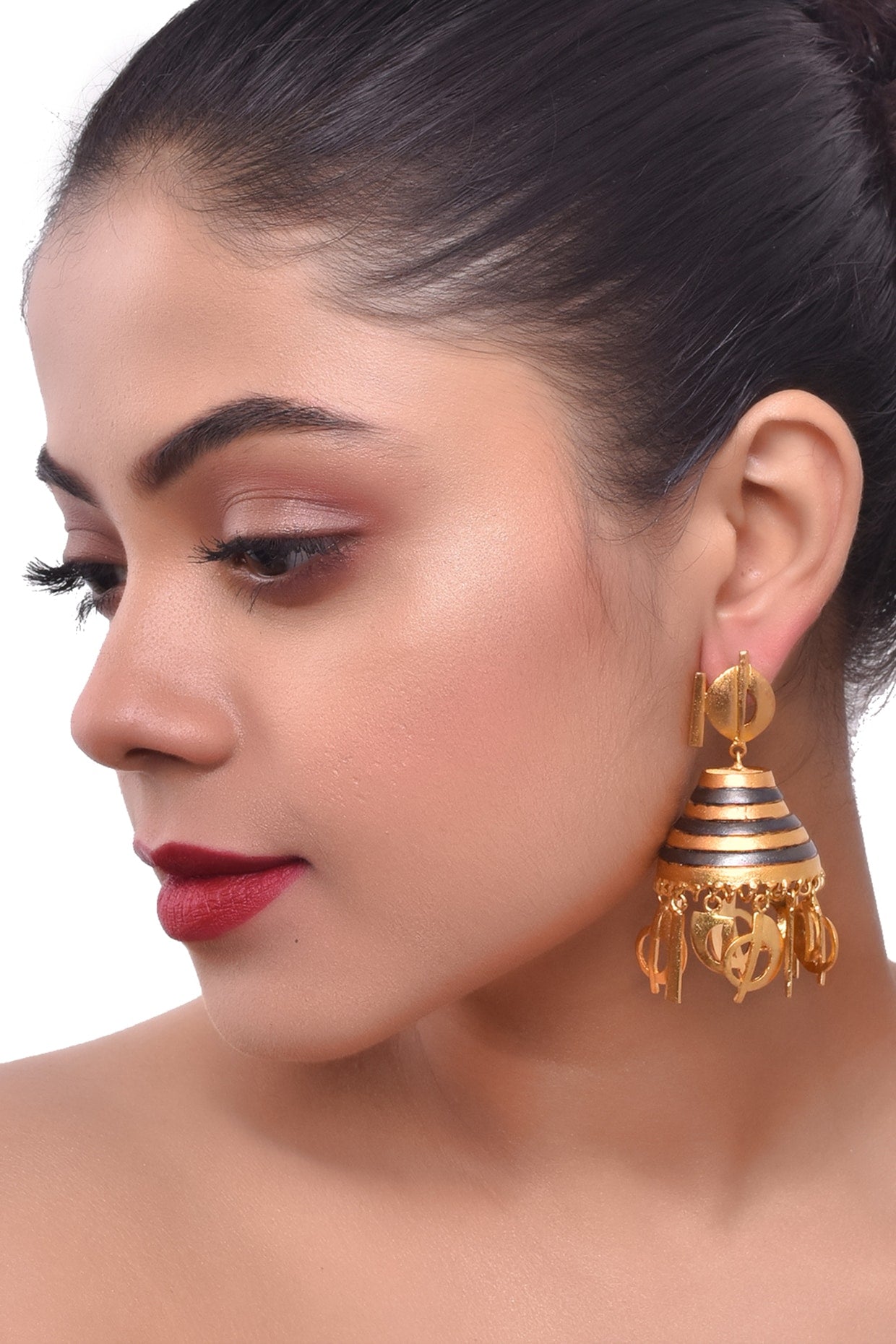 Gold Finish Jhumka Earrings