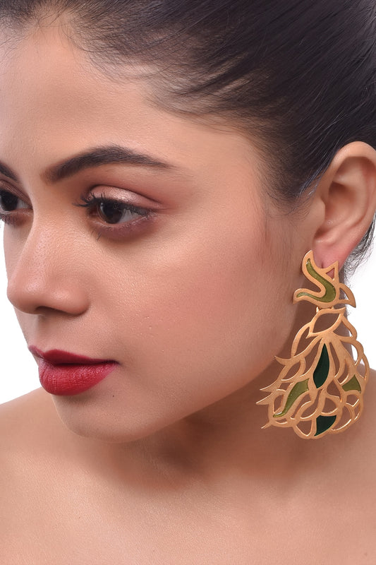 Gold Finish Enamelled Dangler Earrings