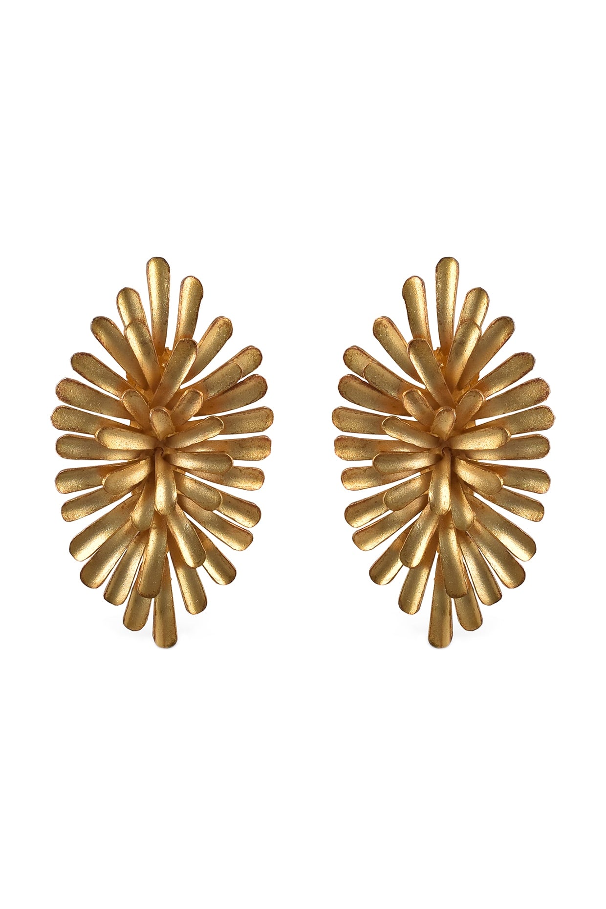 Gold Finish Floral Stud Earrings