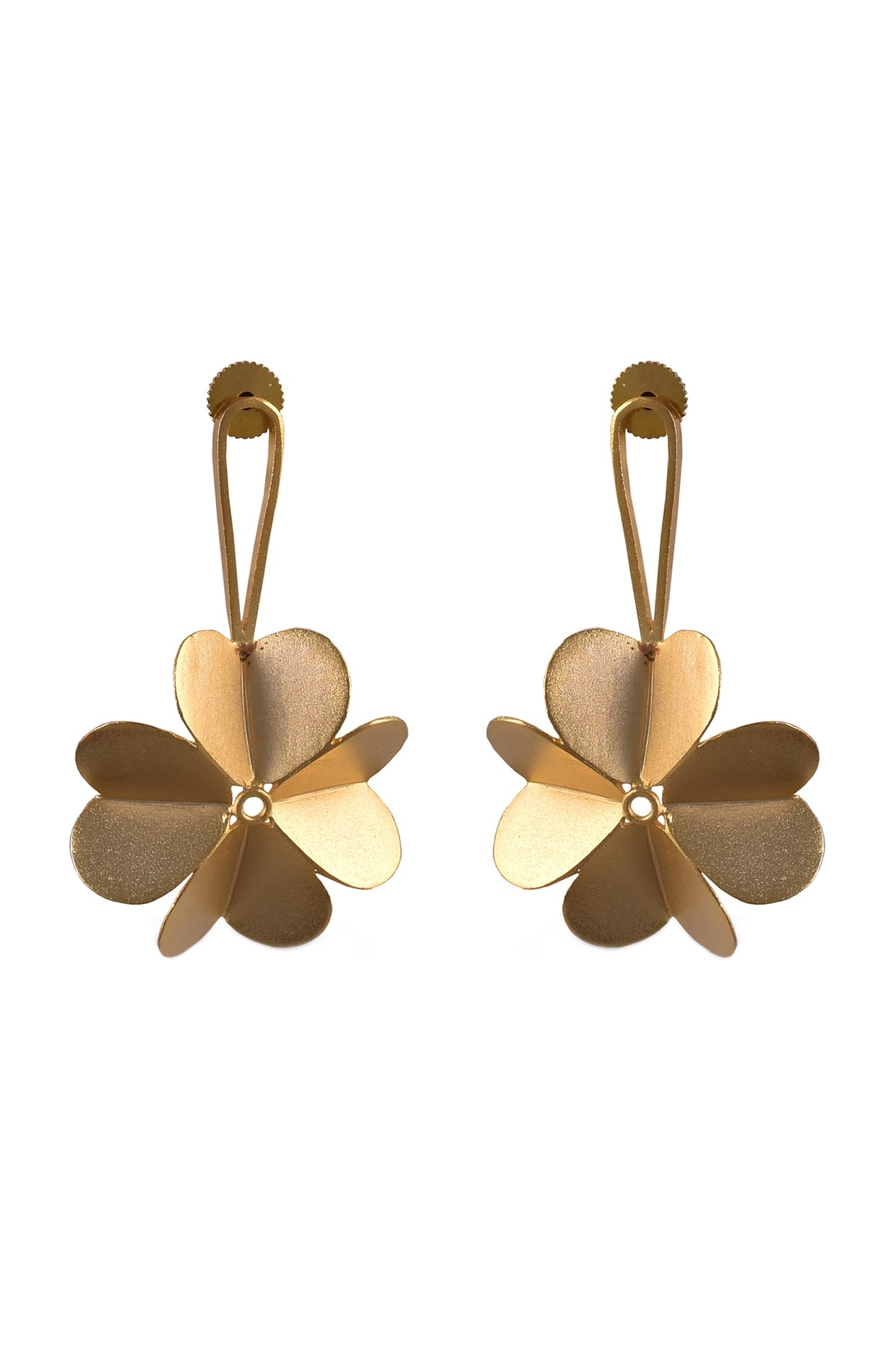 Two Tone Finish Floral Dangler Earrings