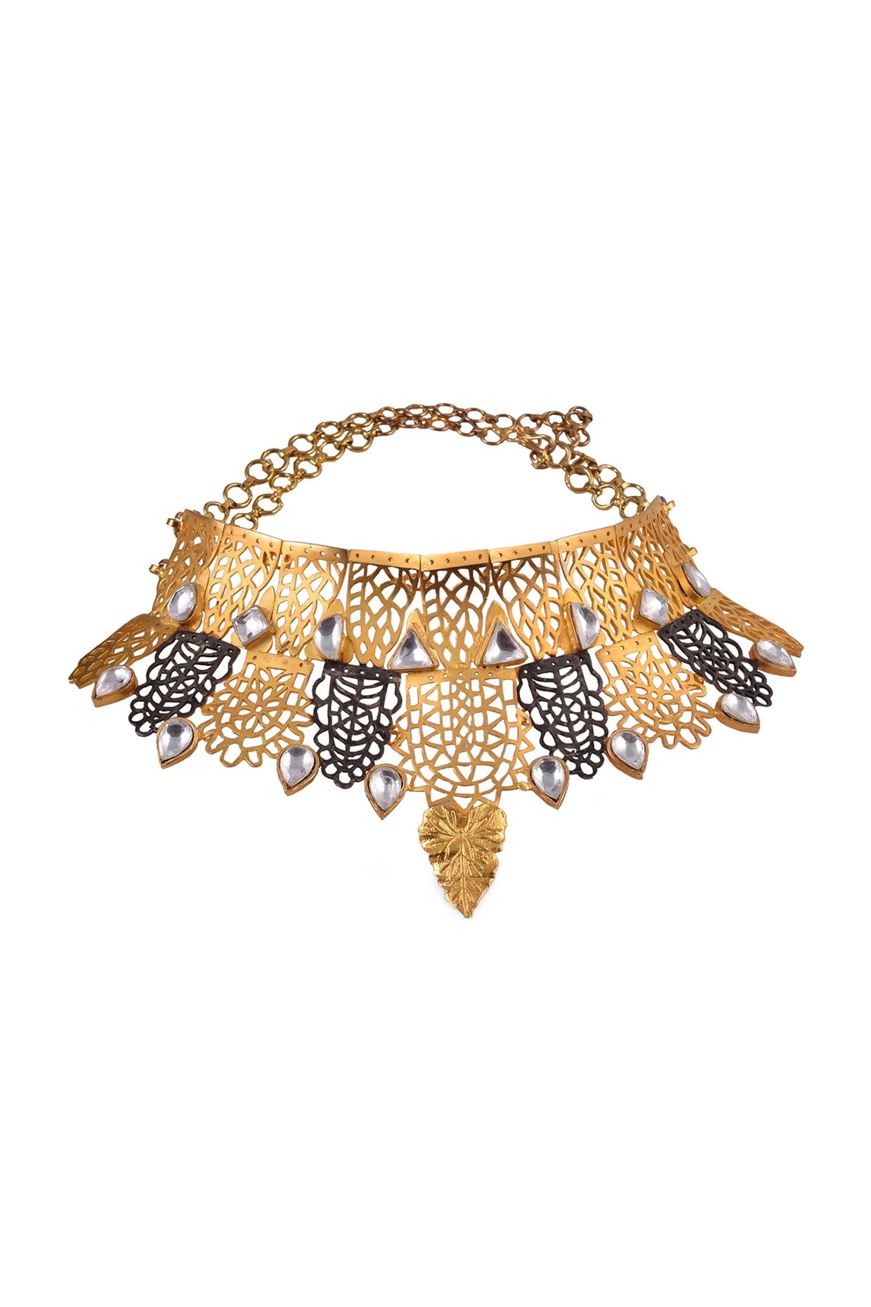 Two-Tone Finish Kundan Polki Choker Necklace