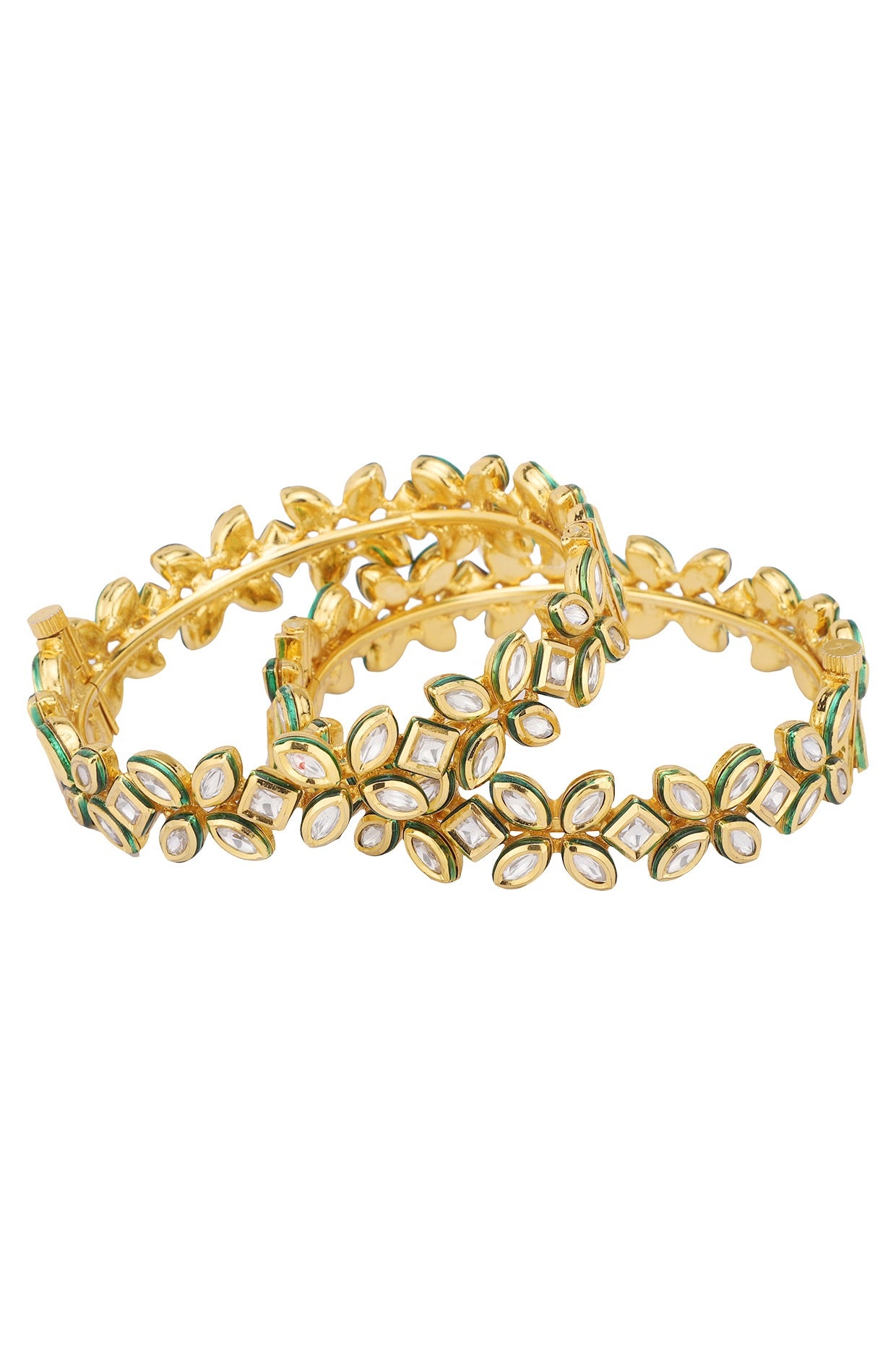 Gold Plated Kundan Polki Bangles (Set Of 2)