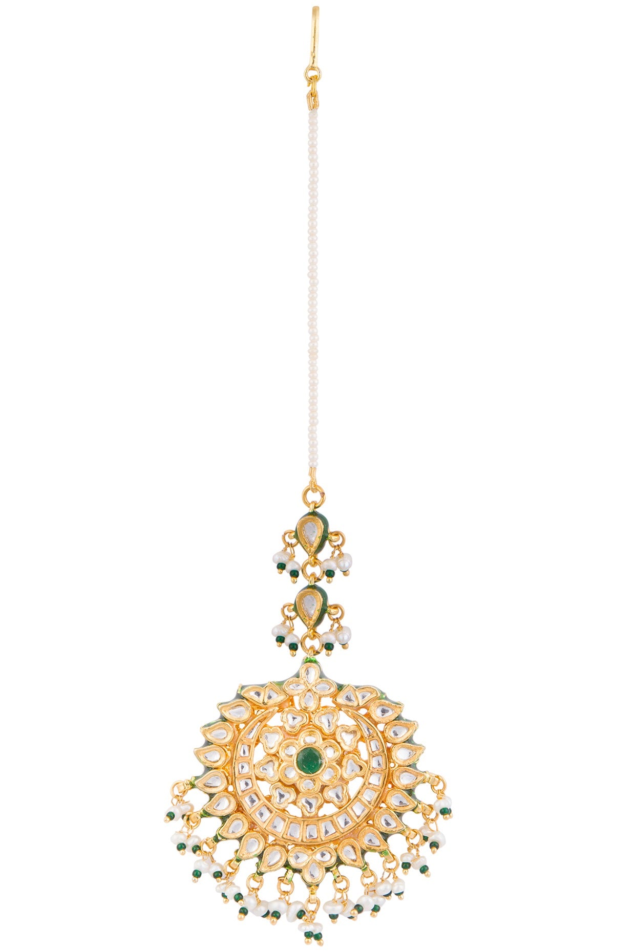 Gold Plated Pearl & Jadau Maang Tikka