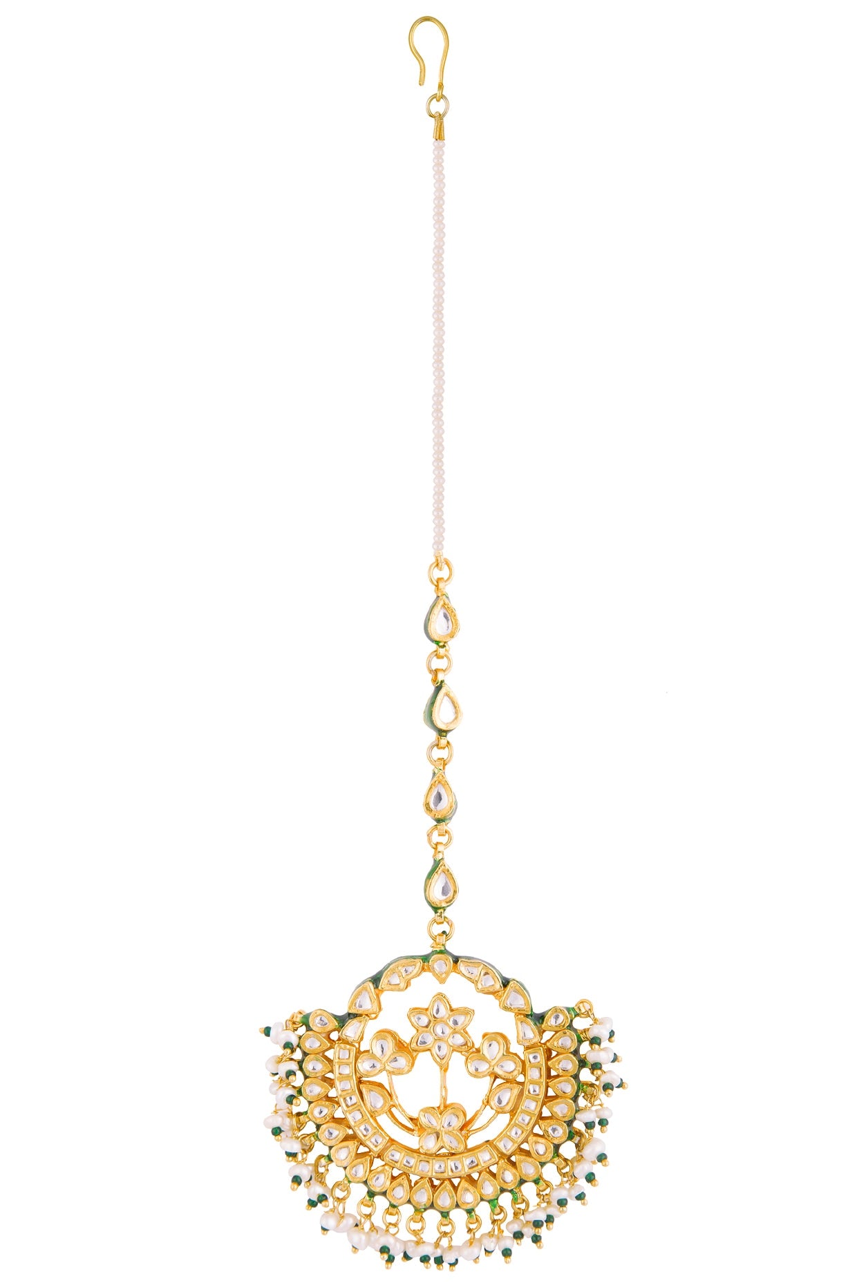 Gold Plated Pearl & Jadau Maang Tikka