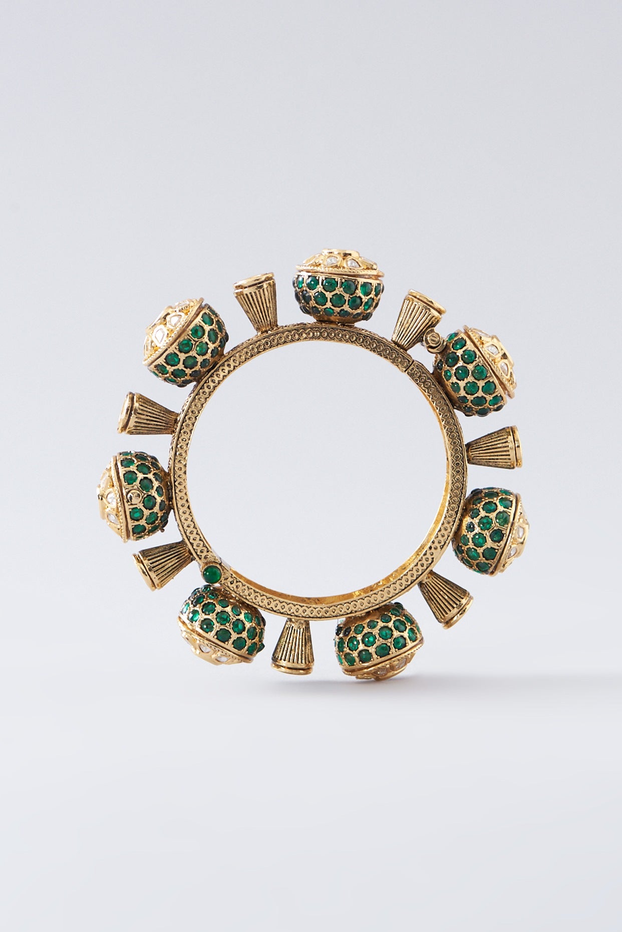 Gold Plated Green Kundan Polki Kada