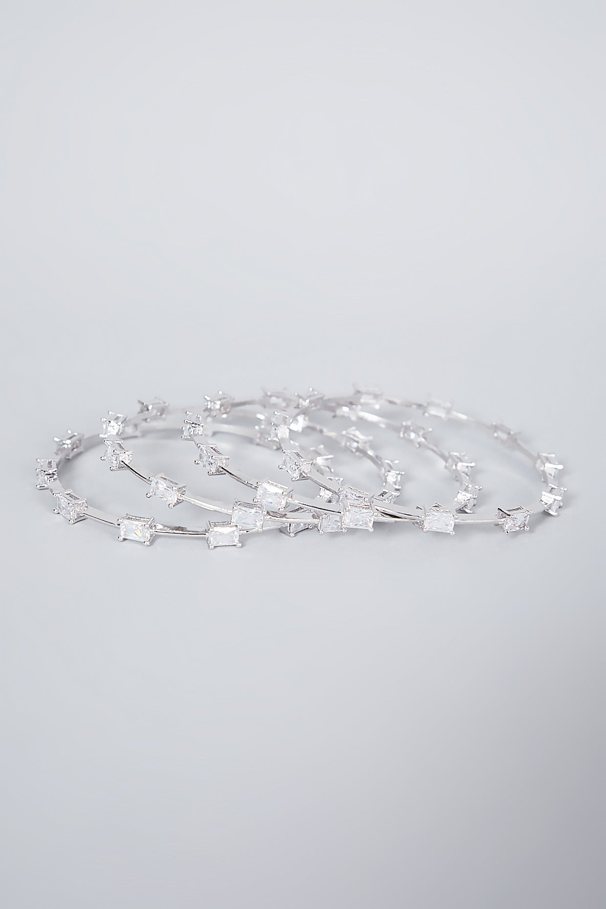 White Finish Diamond Bangles (Set of 4)