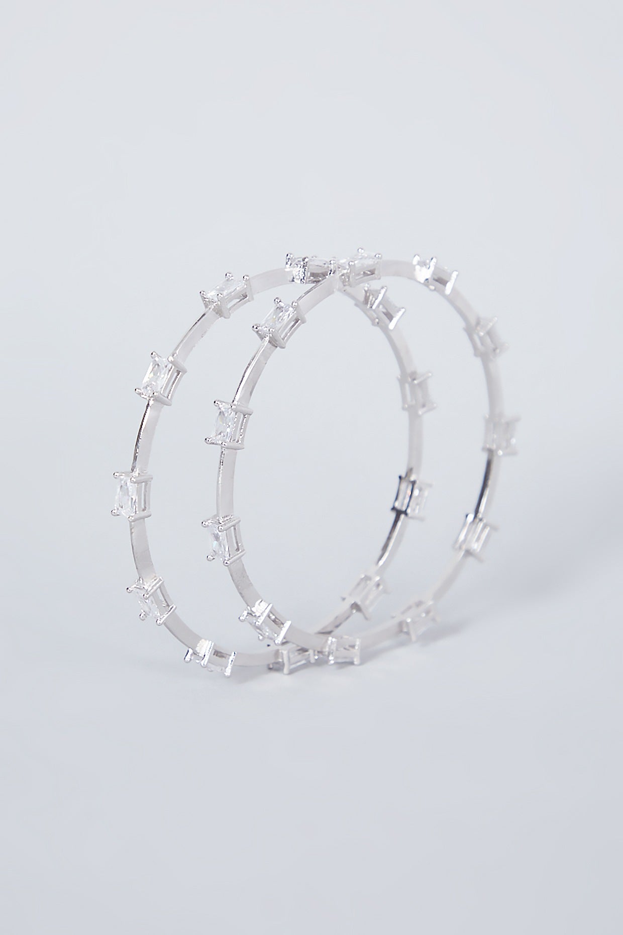 White Finish Diamond Bangles (Set of 4)