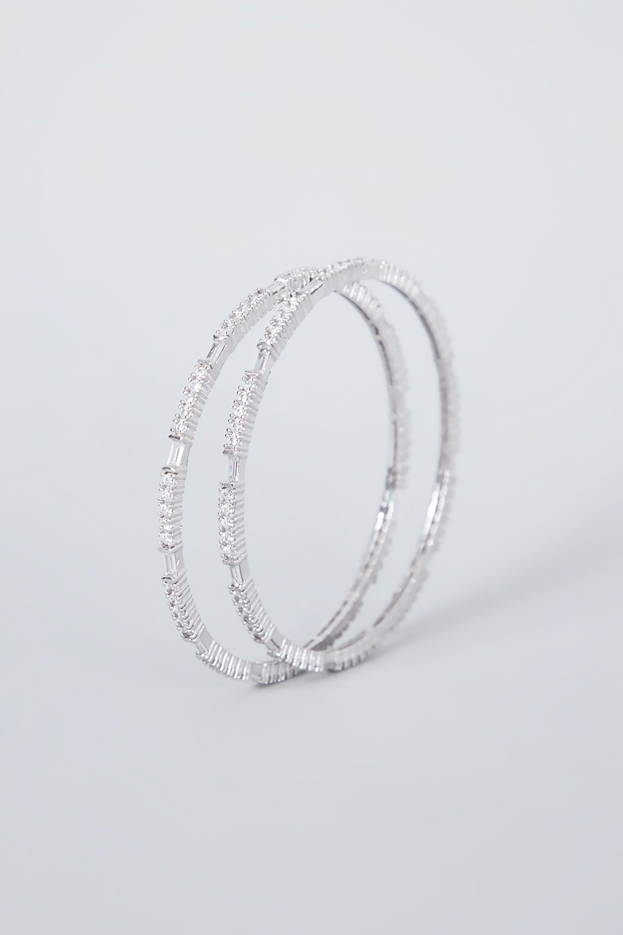 White Finish Diamond Bangles (Set of 4)